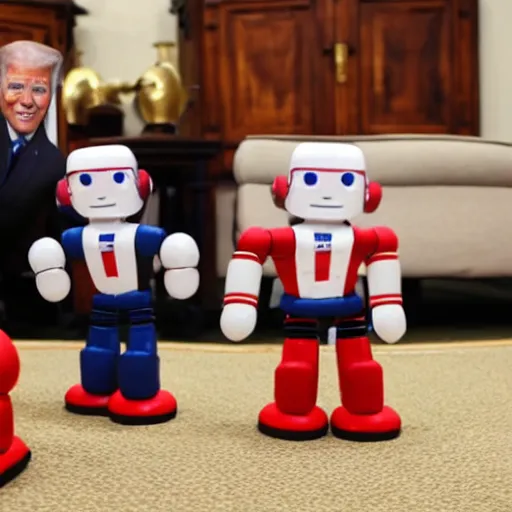 Image similar to rock'em sock'em robots with biden and trump