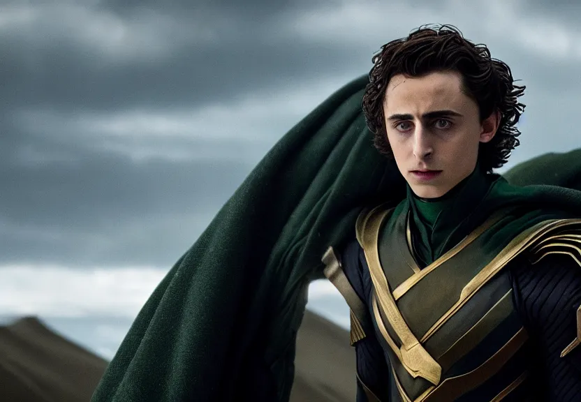 Image similar to timothée chalamet as loki in dune, cinematic