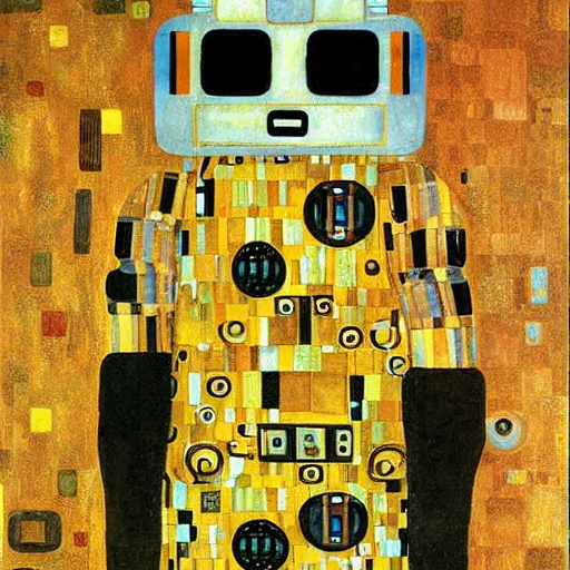 Prompt: cute robot by gustav klimt