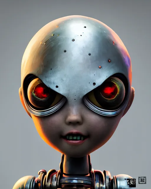 Prompt: An epic fantasy comic book style portrait painting of a cute little robot, rusty components, very expressive, awesome pose, character design by Mark Ryden and Pixar and Hayao Miyazaki, unreal 5, DAZ, hyperrealistic, octane render, cosplay, RPG portrait, dynamic lighting, intricate detail, summer vibrancy, cinematic