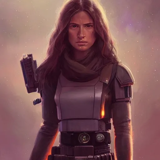 Image similar to portrait of a young woman by greg rutkowski, jaina solo, wearing the tactical gear of the galactic alliance, star wars expanded universe, she is about 1 6 years old, highly detailed portrait, digital painting, artstation, concept art, smooth, sharp foccus ilustration, artstation hq