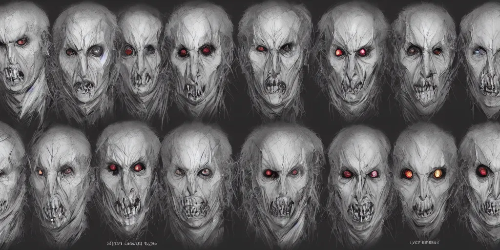 Image similar to gothic ghost character face detail designs, Greg Rutkowski, character sheet, kim jung gi, Darek Zabrocki, Karlkka, Jayison Devadas, Phuoc Quan, trending on Artstation, 8K, ultra wide angle, pincushion lens effect