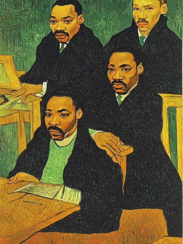 Image similar to Martin Luther king, portrait by Van Gogh