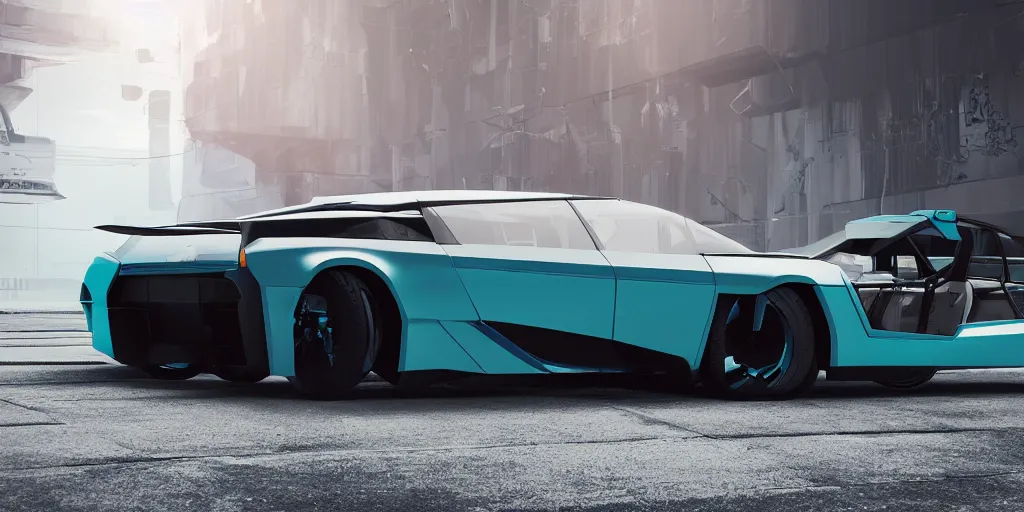 Prompt: a design of a futuristic DMC Delorian, designed by Polestar, blade runner background, back view, copper car paint with dark teal accent detailing, black windows, sportscar, black show room, dramatic lighting, octane rendering, unreal engine rendering, hyper realistic render, depth of field, octane rendering