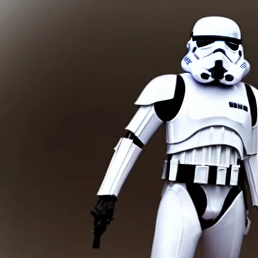 Prompt: new stormtrooper ( helmet ) design in a new star wars movie