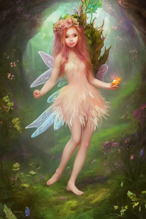 Image similar to a cute and geogerous fairy in the dreamy forest, fantasy, dreamlike, 8 k resolution, hyper detailed, d & d, character design, digital painting, trending on artstation, sharp focus, illustration, art by viktoria gavrilenko, hoang lap, fuji choko, steve zheng,