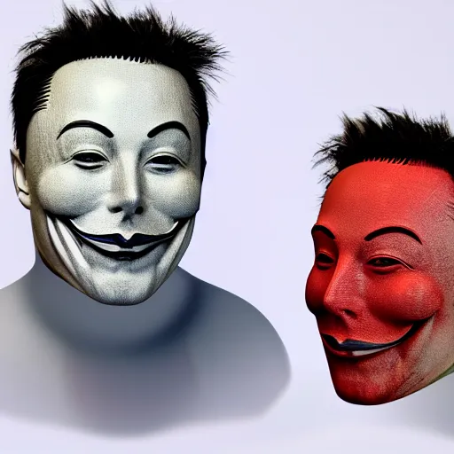 Prompt: anonymous mask, elon musk model