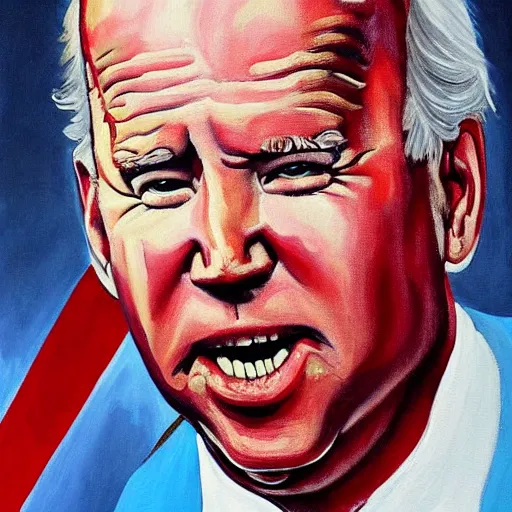 Image similar to A lovely painting of a fat joe biden