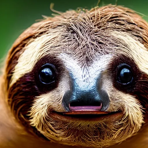 Image similar to a beautiful high detail photo of a sloth's face
