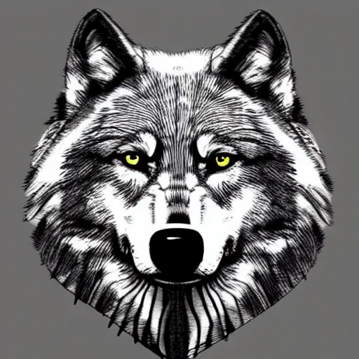 Image similar to wolf template base sketch, simple, no color, high quality, HD, 8K