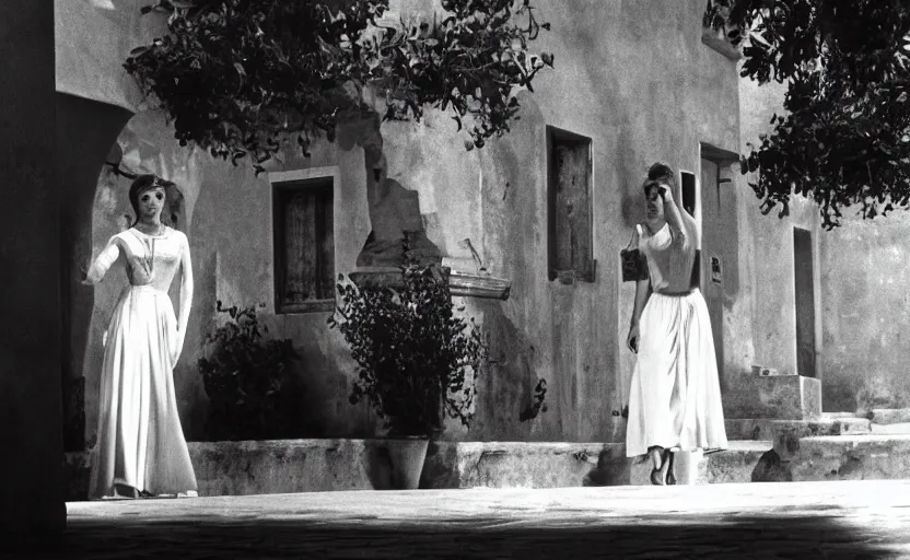 Prompt: still from l'estate, a movie by luchino visconti ( 1 9 7 4 ) set in capri. dramatic light, cinematic composition, flamboyant