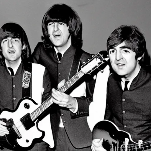 Image similar to the beatles playing heavy metal music