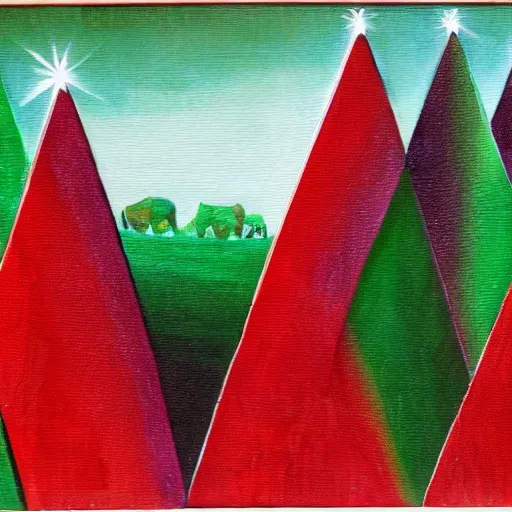 Image similar to a prism shining green and red, fantasy painting