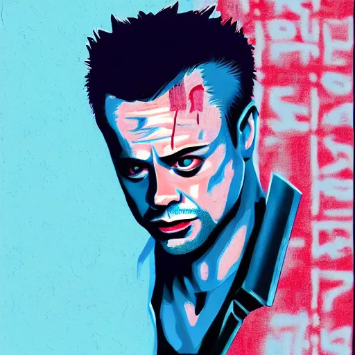 Prompt: portrait of tyler durden from movie fight club, highly detailed, centered, solid color background, digital painting