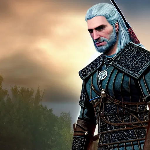 Image similar to a witcher with an orthodox jewish outfit and a kippa