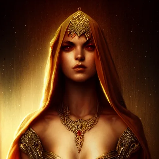 Image similar to arabian nights, character portrait, sharp, digital matte painting, art by luis royo, greg rutkowski, wlop, dramatic lighting, trending on artstation