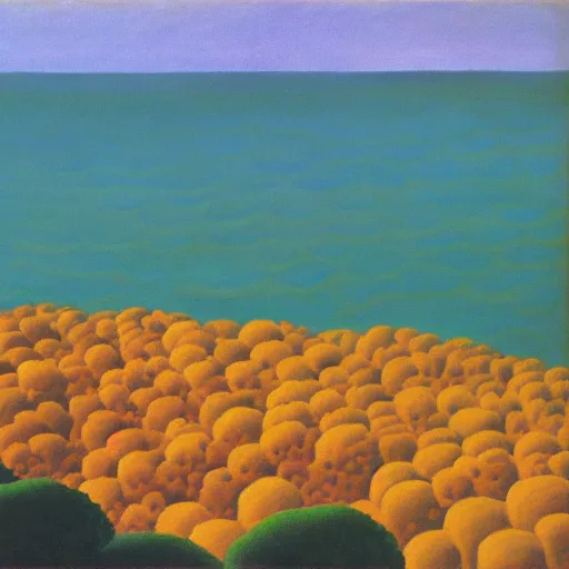 Prompt: Corals in the afternoon with shadows over the land, painting by Felix Vallotton