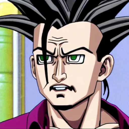 Prompt: a still of johnny depp as an animated version of himself in dragon ball z