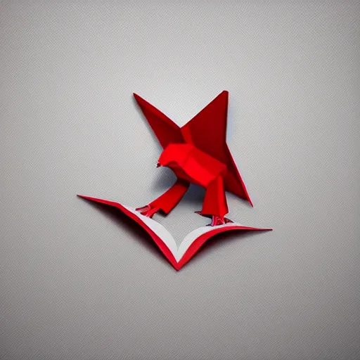 Image similar to low poly, vector, white eagle icon, in a book, red background, cgsociety, artstation, octane render