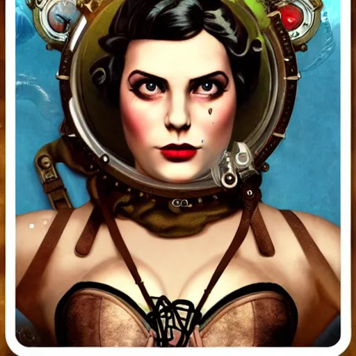 Image similar to lofi underwater bioshock steampunk corset portrait, Pixar style, by Tristan Eaton Stanley Artgerm and Tom Bagshaw.