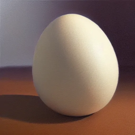 Image similar to a hyper-realistic studio oil painting of an egg; hyper-detailed; an extraordinary masterpiece!!!; flawless; trending on artstation