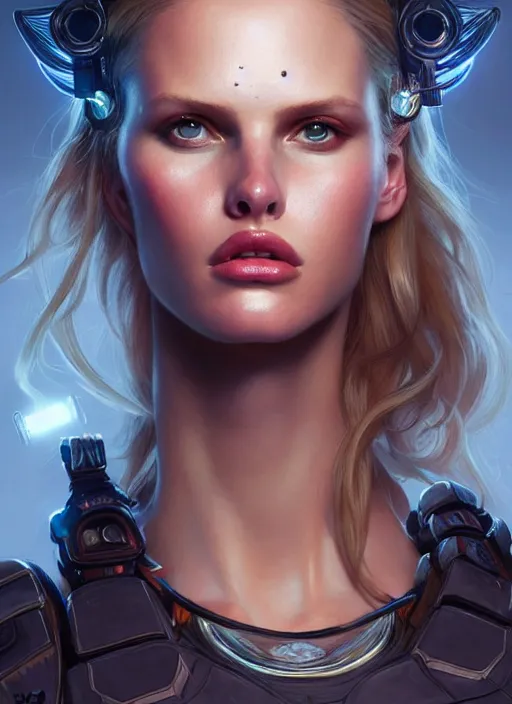 Image similar to portrait of apex legends lara stone, intricate, elegant, glowing lights, highly detailed, digital painting, artstation, glamor pose, concept art, smooth, sharp focus, illustration, art by artgerm and greg rutkowski, artey freytag