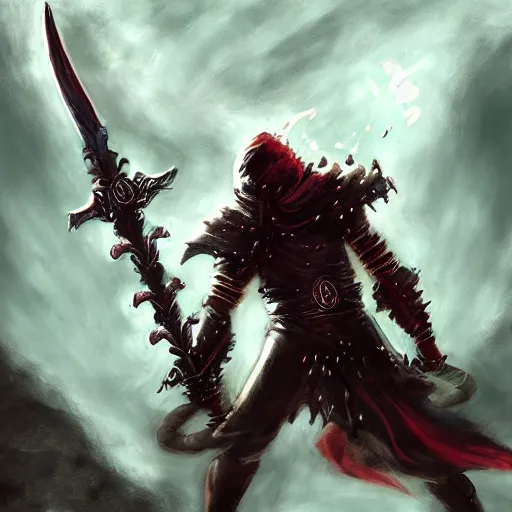 Image similar to fantasy warrior trending on artstation painterly greatsword guts fighting