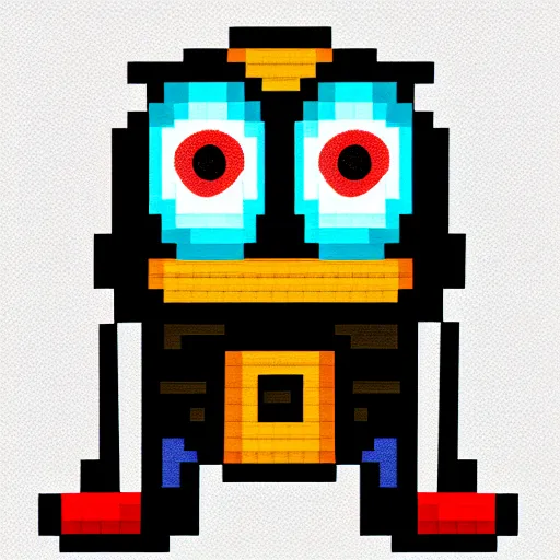 Image similar to evil robot minion, pixel art, 3 2 - bit, hd pixel art, highly detailed