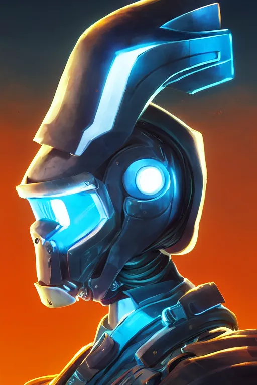 Image similar to epic mask helmet robot ninja portrait stylized as fornite style game design fanart by concept artist gervasio canda, behance hd by jesper ejsing, by rhads, makoto shinkai and lois van baarle, ilya kuvshinov, rossdraws global illumination radiating a glowing aura global illumination ray tracing hdr render in unreal engine 5