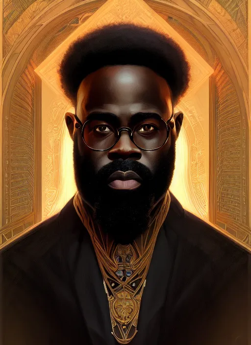 Prompt: symmetry!! portrait of black thought, intricate, elegant, highly detailed, digital painting, artstation, concept art, smooth, sharp focus, illustration, art by artgerm and greg rutkowski and alphonse mucha