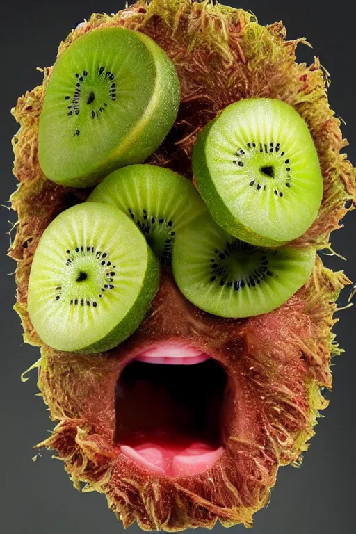 Image similar to 📷 joe keery as kiwi fruit 🥝, made of food, head portrait, dynamic lighting, 4 k