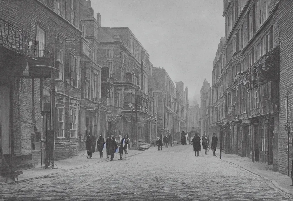 Image similar to a professional photograph of a 19th century London street at noon, highly detailed, clear image, DSLR photography