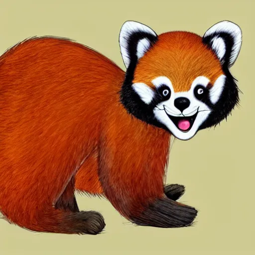 Prompt: cute cartoon drawing of a female anthro red panda waking up from bed yawning and stretching, trending on artstation