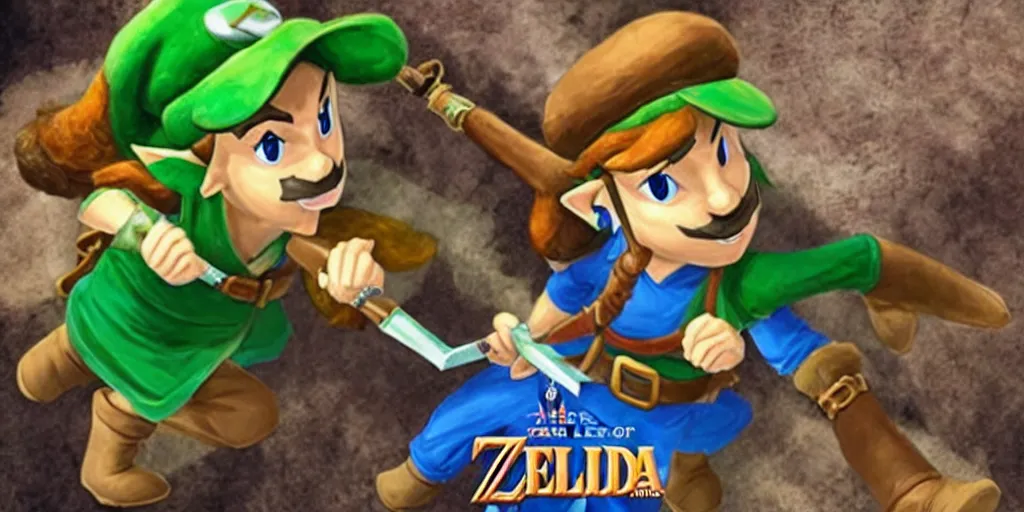 Prompt: The Legend of Zelda Luigi