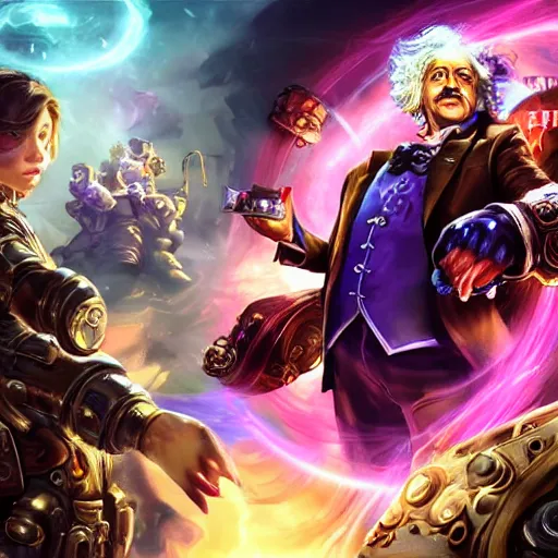 Prompt: portrait of albert einstein as willy wonka, league of legends amazing splashscreen artwork, gears of war, splash art, natural light, elegant, photorealistic facial features, intricate, fantasy, detailed face, atmospheric lighting, anamorphic lens flare, cinematic lighting, league of legends splash art, hd wallpaper, ultra high details by greg rutkowski