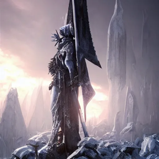 Image similar to cold portrait of pointy ice spikes rising from the ground, ice spikes in bodies of knights, epic fantasy style, in the style of greg rutkowski, trending on artstation, unreal engine, octane render