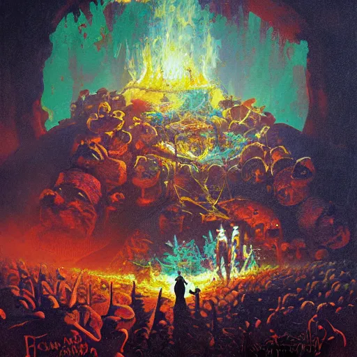 Image similar to tony soprano in hell by paul lehr and moebius