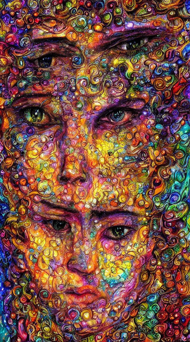 Prompt: boy face made of crystals by Josephine Wall