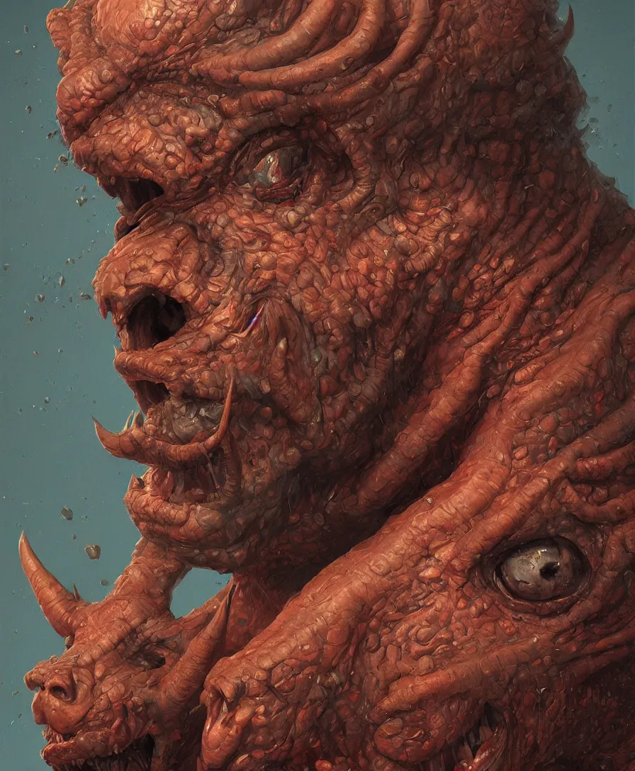 Prompt: bust portrait close up devil, illustrated by Simon Stålenhag and Gaston Bussiere, intricate, ultra detailed, photorealistic, trending on artstation