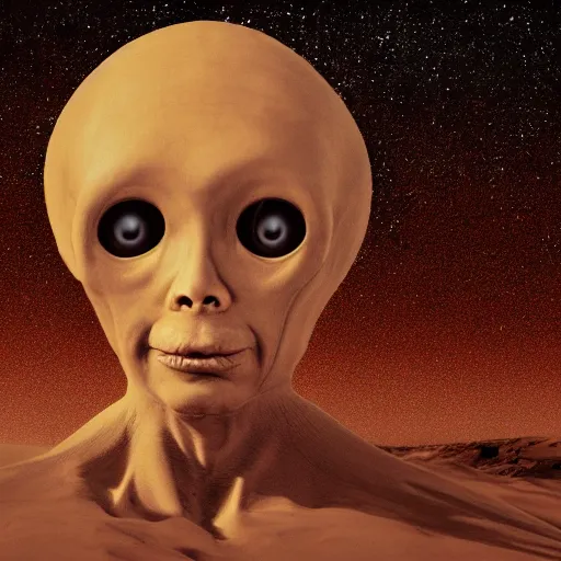 Image similar to an award winning portrait photo of an alien on mars