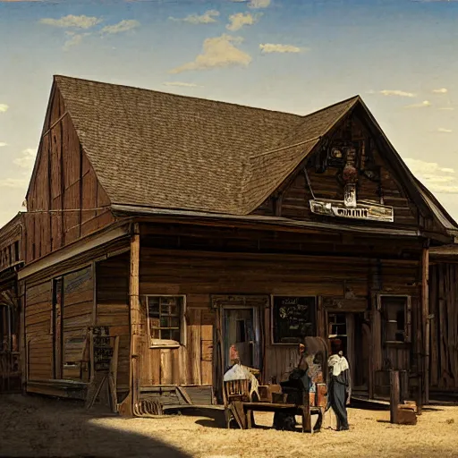 Prompt: painting of a western saloon exterior in old town, gregory crewdson