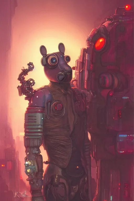 Prompt: cyberpunk peppa pig, character design, painting by gaston bussiere, katsuya terada, frank frazetta, tom of finland, trending on artstation