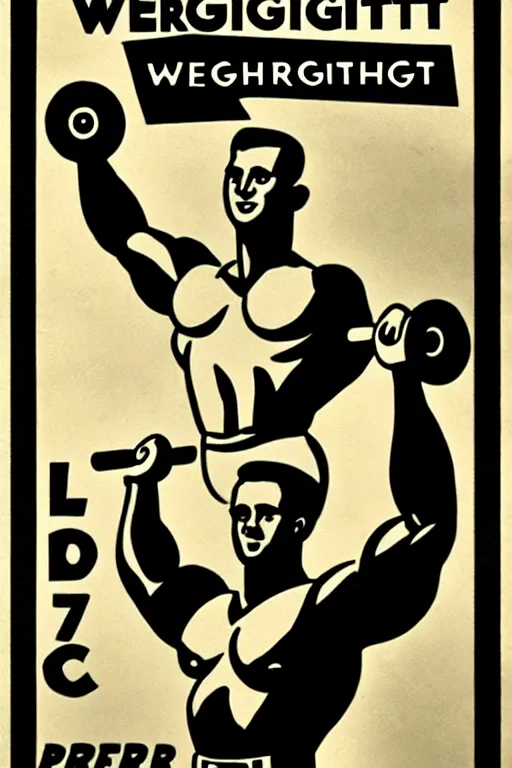 Image similar to 1940s weightlifting art poster