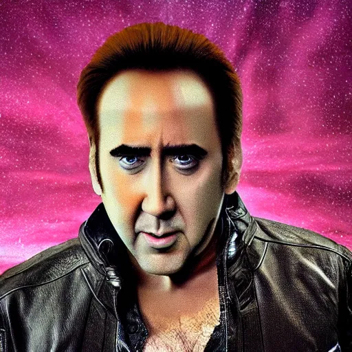 Prompt: liquid Nicolas Cage from bottle.