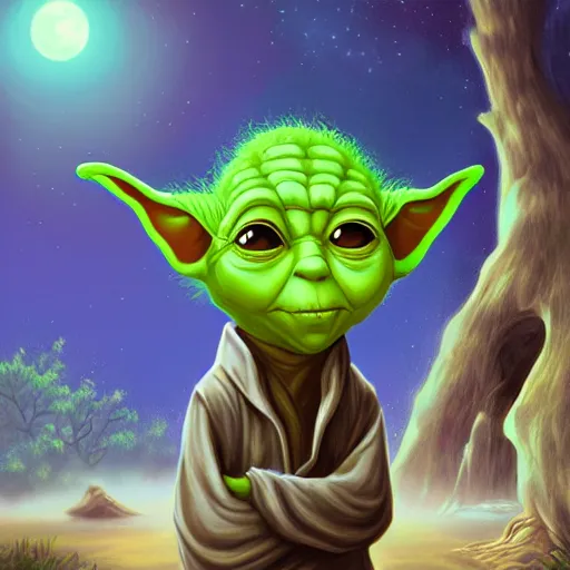 Image similar to Portrait of yoda in a scenic environment by Cyril Rolando