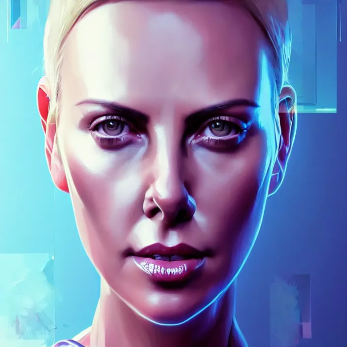 Image similar to portrait of charlize theron as a nurse. intricate abstract. intricate artwork. by tooth wu, wlop, beeple, dan mumford. octane render, trending on artstation, greg rutkowski very coherent symmetrical artwork. cinematic, hyper realism, high detail, octane render, 8 k, iridescent accents