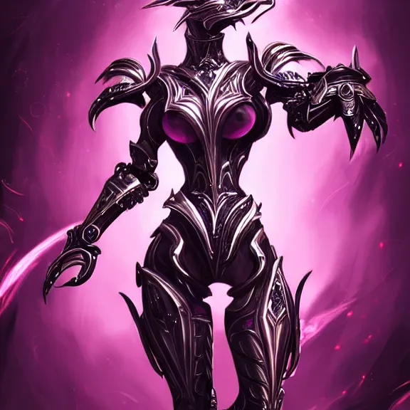 Image similar to highly detailed exquisite fanart, of a beautiful female warframe, but as an anthropomorphic elegant robot dragon, shiny white silver plated armor engraved, robot dragon head, Fuchsia skin beneath the armor, sharp claws, long tail, robot dragon hands and feet, two arms and legs, elegant pose, close-up shot, full body shot, epic cinematic shot, professional digital art, high end digital art, singular, realistic, DeviantArt, artstation, Furaffinity, 8k HD render, epic lighting, depth of field