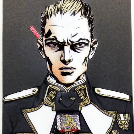 Image similar to beautiful portrait of tommy pickles in a fancy naval uniform, concept art by yoji shinkawa, felt tip pen, intricate detail, sharp focus, illustration