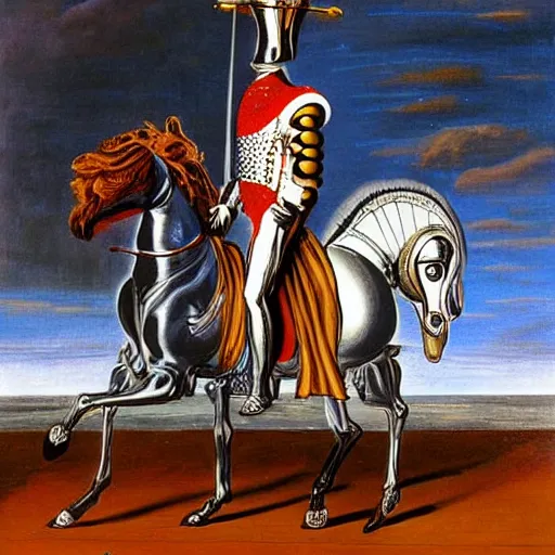 Image similar to andrew jackson wearing a suit of armor, salvador dali painting