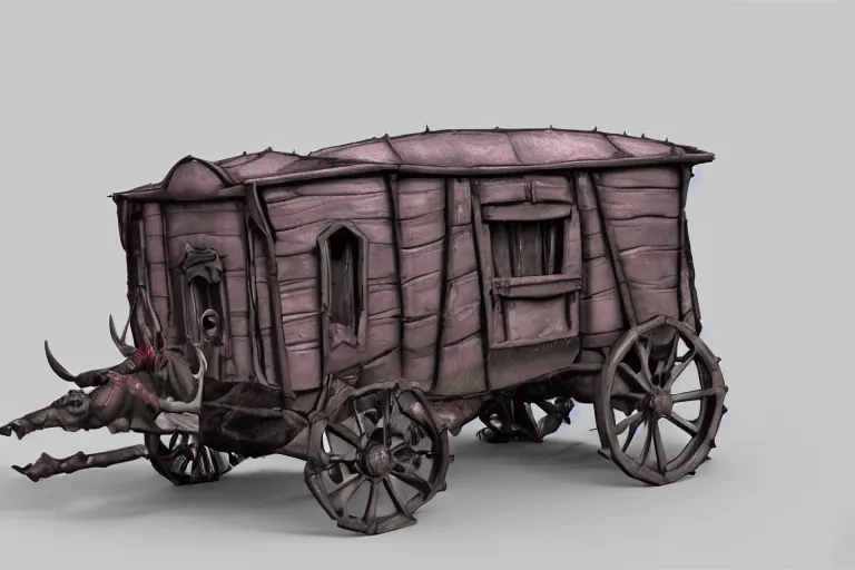 Image similar to 3d sculpt of a gothic circus wagon, artstaton, League of Legends, red dead redemption2, overwatch, digital illustration